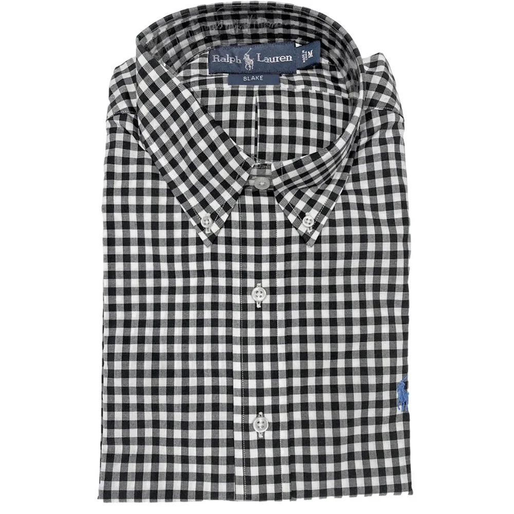 NEW Vintage Polo Ralph Lauren Blake Shirt! Black & White Gingham Plaid ROOMY FIT